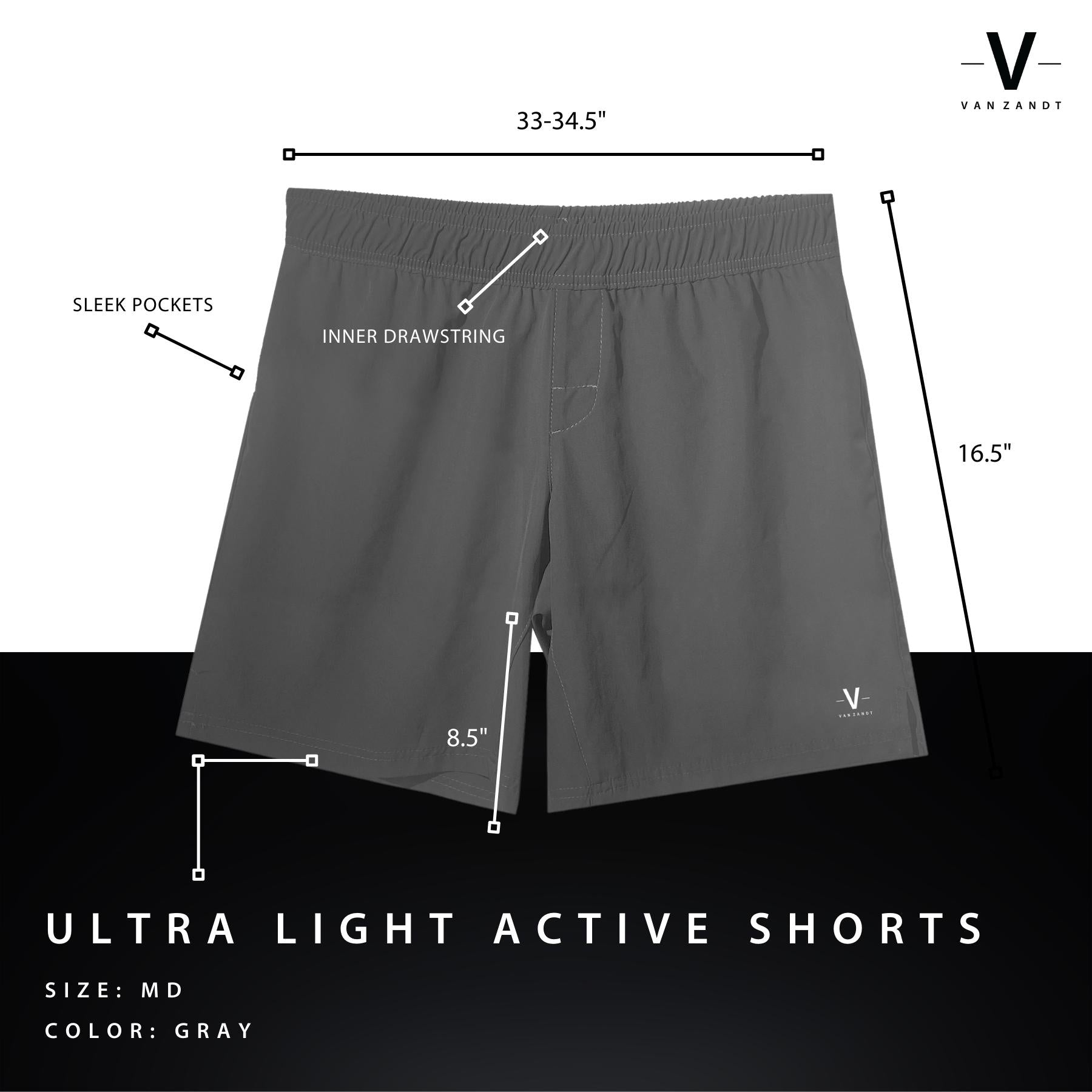 Ultra-Light Active Shorts Gray - VAN ZANDT APPAREL
